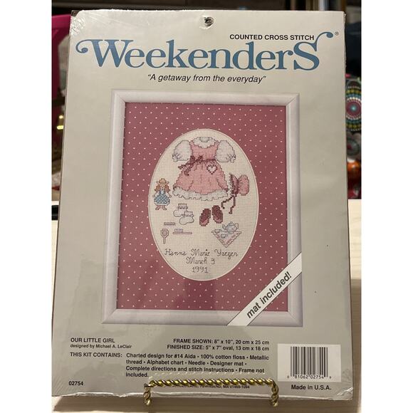 Our Little Girl Weekenders Cross Stitch 02754 Personalized Mat Included - Picture 1 of 3